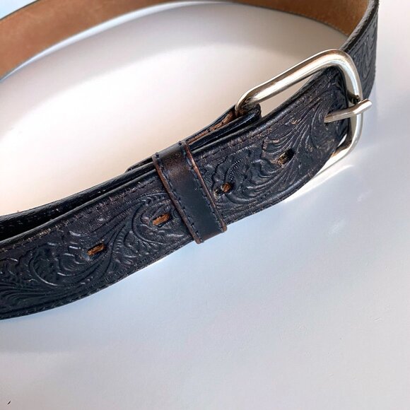 Justin Black TROPHY WESTERN Top Grain Leather Belt Size 36 Made in USA - Picture 8 of 9
